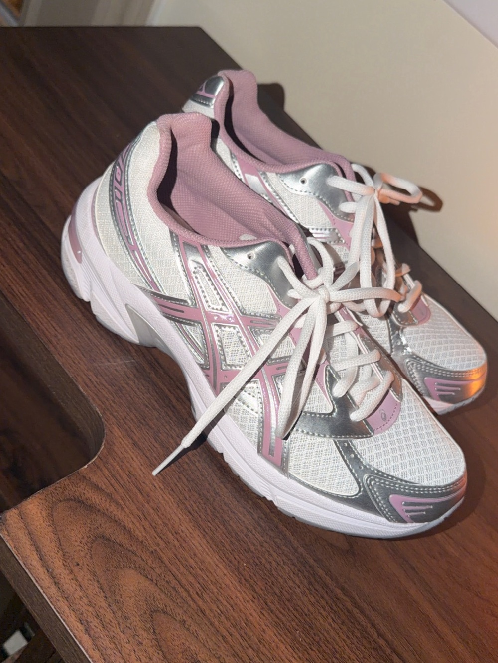 Asics White Pink Silver Women's Running Sneakers